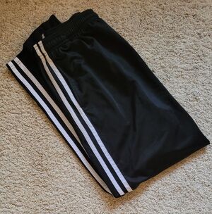Black Track Pants with White Stripes